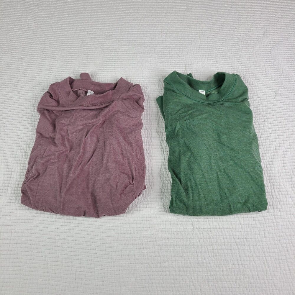 2/ Athleta S Foresthill Ascent Long Sleeve Crew Wool Blend Purple/Green Small